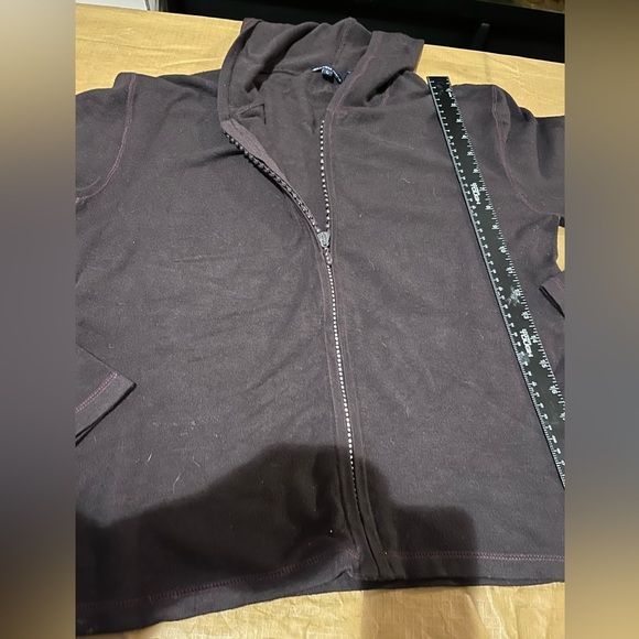 Bijou Jeans size large dark brown hooded sweater rhinestone zip front - Picture 10 of 14